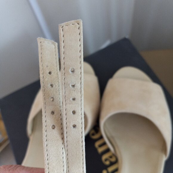 Fabianelli Beige Suede Ankle Strap Block Heel Sandals Sz 38/ 7 -7.5 ITALY - Picture 14 of 16